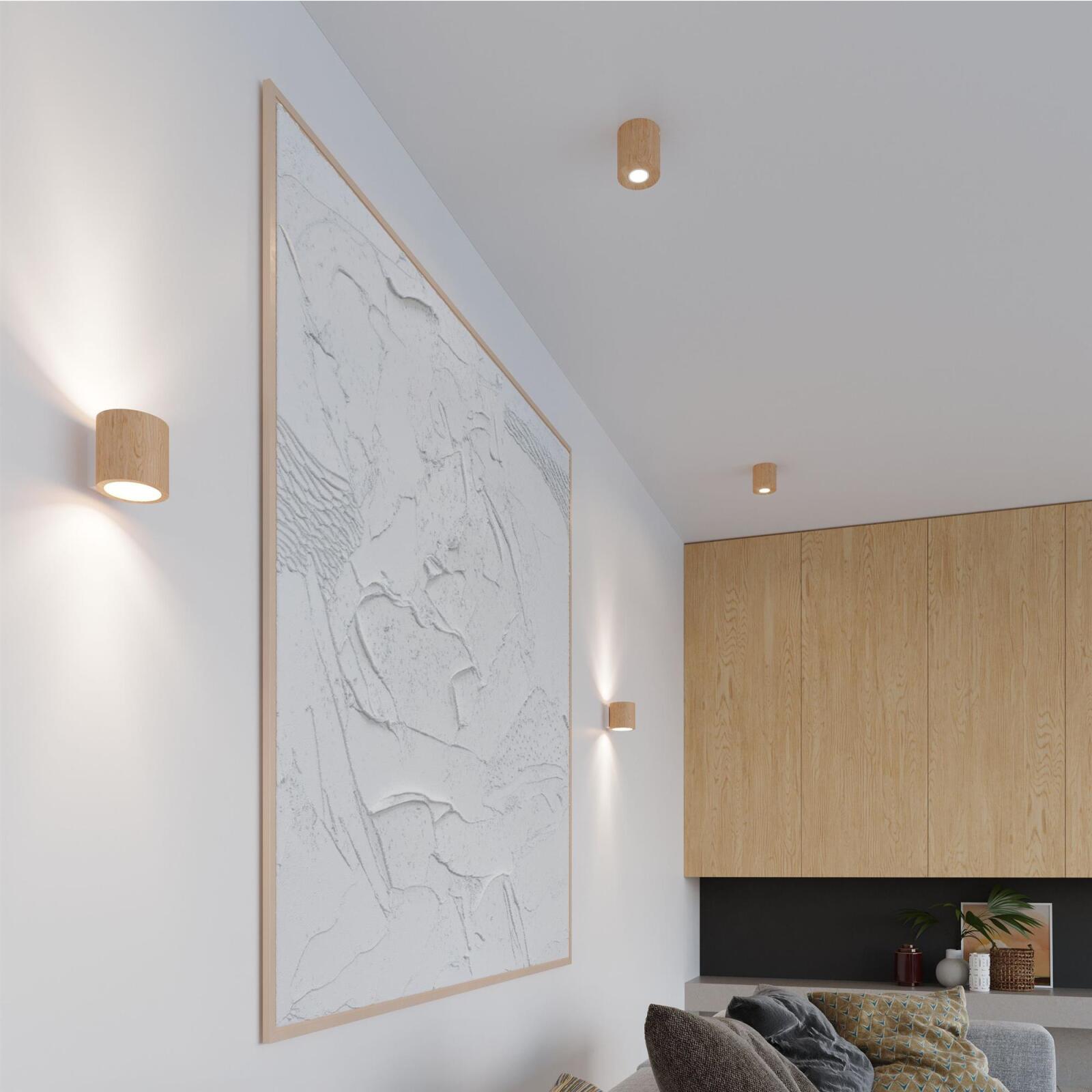 Deckenleuchte Orbis & GU10 Holz Leuchten 10cm natur - 1x rund aus Lampen Onlineshop