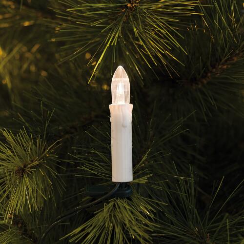 LED-Weihnachtsbaumkette, klar/weiß, E10 15-flammig 5,6m