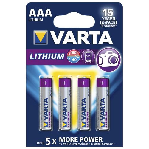Micro-Batterie VARTA Professional Lithium, Typ AAA/6103, 4er-Blister