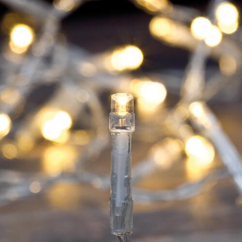 LED-Minilichterkette, warmweiße LEDs klare Birne/Kabel transparent 180-flammig 13,5m
