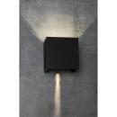 LED-Außenwandleuchte 10x10 cm Würfel 6W schwarz Lichtaustritt variabel
