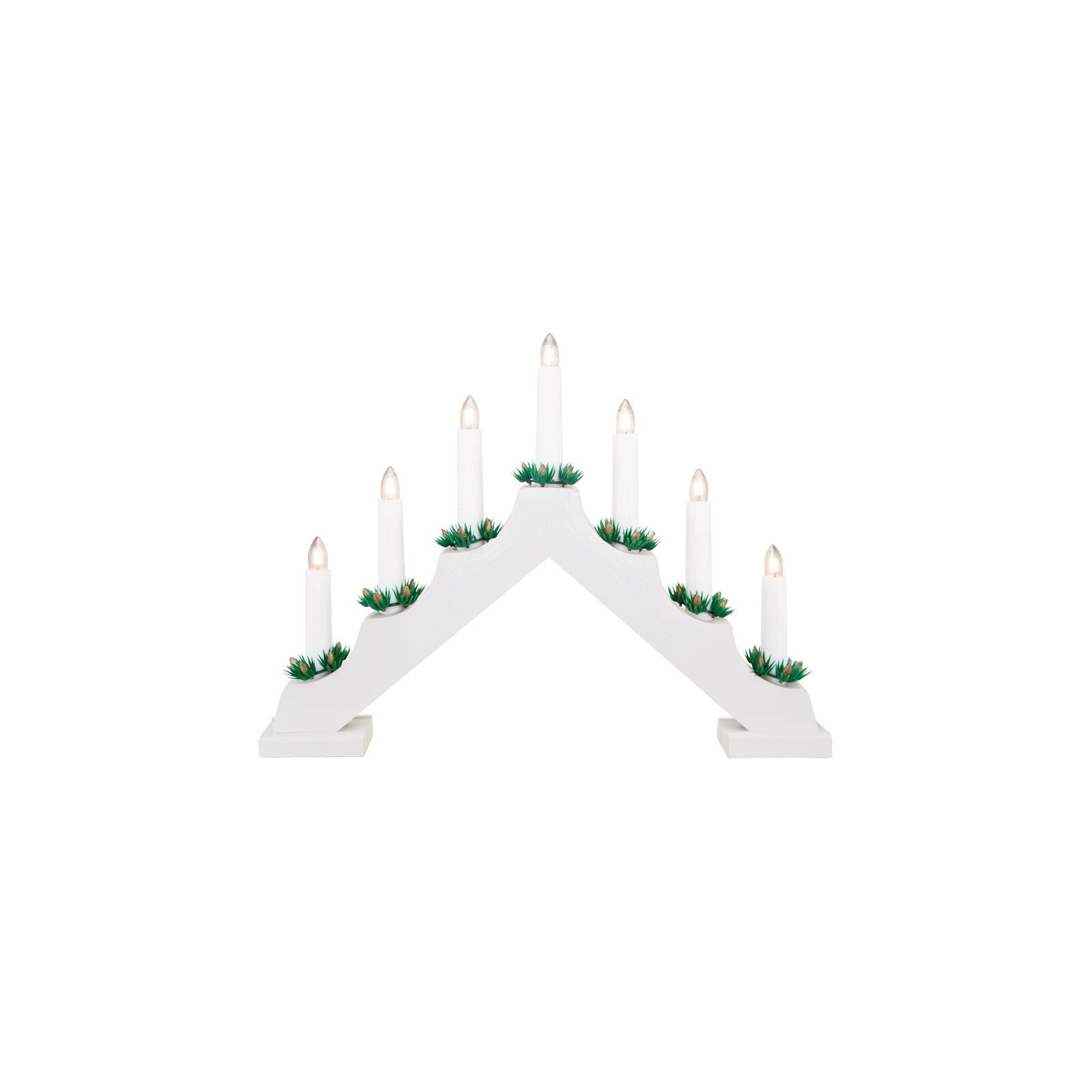 Lampen Deko Onlineshop - weiß & 7-flammig Kränzchen Weihnachtsleuchter Schwibbogen Leuchten Holz mit