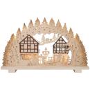Weihnachtsleuchter Holz natur mit 10 Minilichter Fensterbild