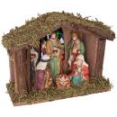Weihnachtskrippe mit Figuren Holz mit Moos B 200, H 150,...