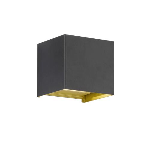 Wandleuchte, Außenleuchte, Thore | 2x LED 3,0 W inkl. schwarz  matt innen goldfarben
