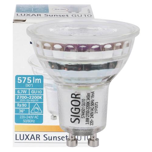 Reflektorlampe PAR16 Luxar Sunset GU10 2200/2700K 6,7W 575 Lumen Dim2Warm