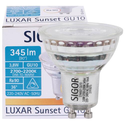 Sigor LED Reflektorlampe PAR16 Luxar Sunset GU10 2200/2700K Dim-to-Warm