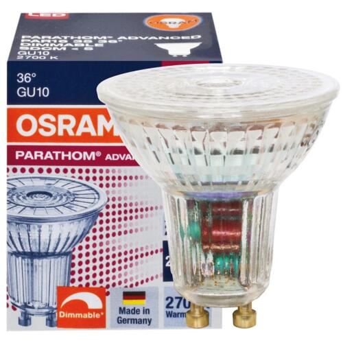 Osram LED Reflektorlampe PAR16 PARATHOM Dimmbar Vollglas GU10 Ra90