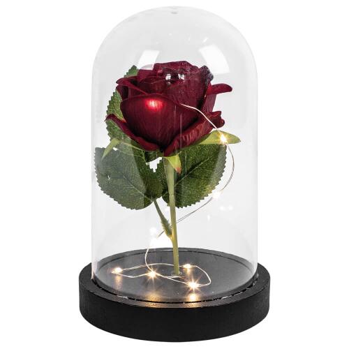 LED-Rose, 10 warmweiße LEDs, H 180 Holz braun
