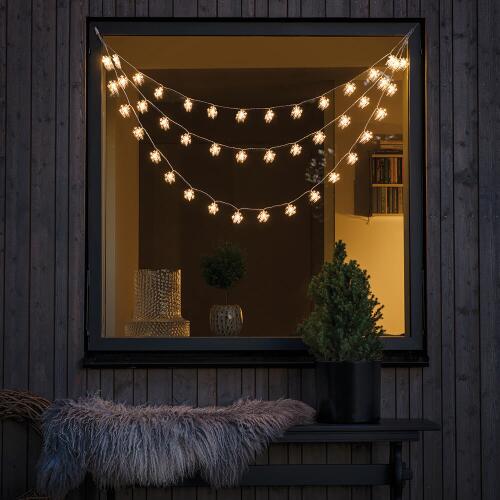 LED-Vorhang, 44 warmweiße LEDs Schneeflocken