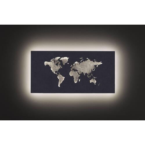 Wofi LED Wandleuchte Linda Landkarte silberfarbig 60x30 cm