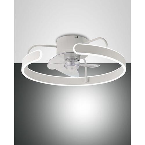 Savoy, Deckenleuchte mit Ventilator (35W), LED (40W), Metall- und Polycarbonatstruktur, weiß