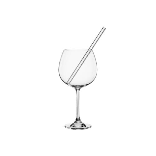 BOHEMIA Selection Gin Glas 680ml mit Glastrinkhalm 20cm 2er Set