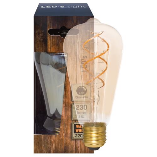 Spiral-LED-Lampe gedreht Edison-Form E27 5W goldfarben dimmbar 2200K extra warmweiß