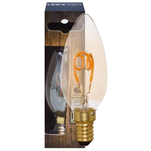 Spiral-LED-Lampe Kerze E14 3W goldfarben dimmbar 2200K extra warmweiß