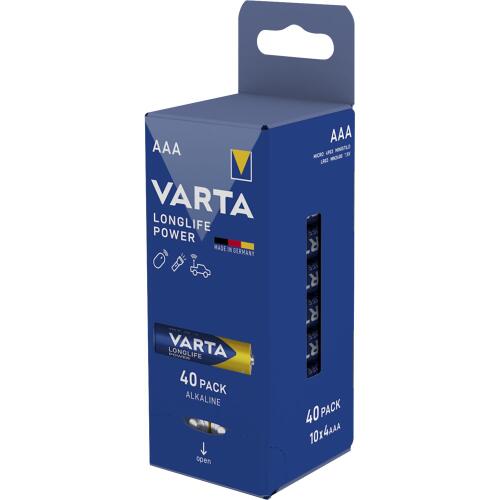 Micro-Batterie VARTA Longlife Power Alkaline, Typ AAA, LR03, 1,5V, 40er Pack