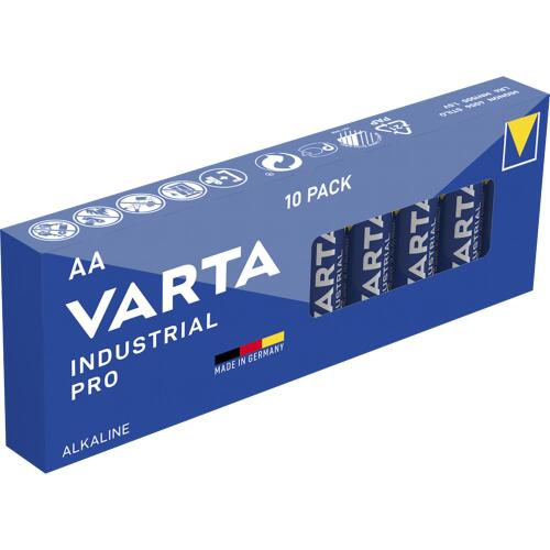 Mignon-Batterie VARTA Industrial Pro Alkaline, Typ AA, LR06, 1,5V, 10-Pack