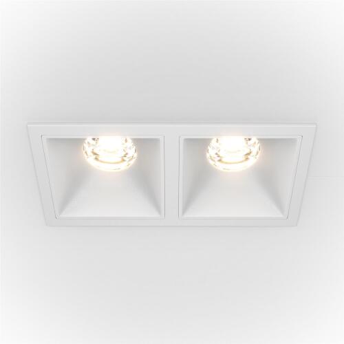 LED Einbaustrahler Alfa weiß eckig 6,5x12,6 cm 2x10W 3000K warmweiß dimmbar 2-flammig