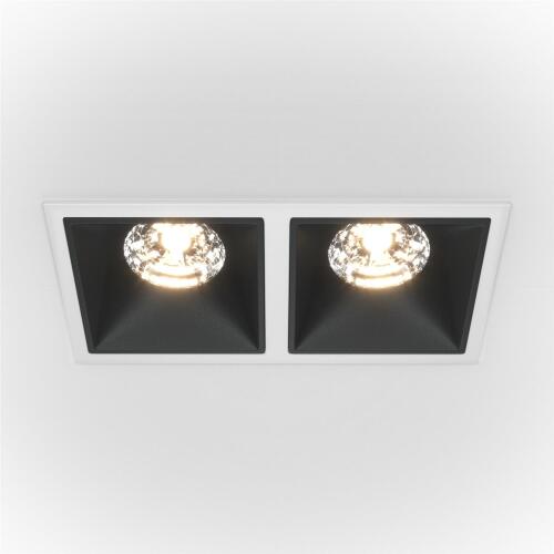 LED Einbaustrahler Alfa weiß/schwarz eckig 8,5x16,7 cm 2x15W 4000K neutralweiß dimmbar 2-flammig