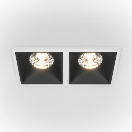 LED Einbaustrahler Alfa weiß/schwarz eckig 8,5x16,7 cm 2x15W 3000K warmweiß dimmbar 2-flammig