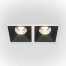 LED Einbaustrahler Alfa weiß/schwarz eckig 8,5x16,7 cm 2x15W 3000K warmweiß 2-flammig