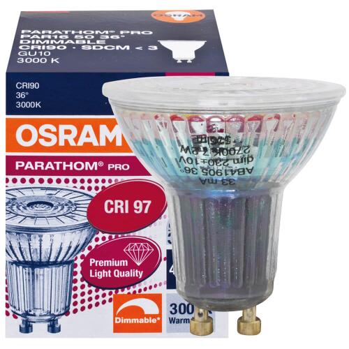 LED Reflektorlampe, PAR 16, Parathom Pro Premium GU10 6W, 350 Lumen 3000K warmweiß