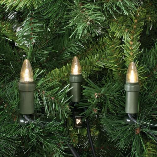 LED-Weihnachtsbaumkette, klar/grün, LED/E10/3V/0,1W,mit teilbarem Stecker 15-flammig 12,6m