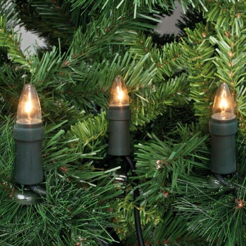 Weihnachtsbaumkette,klar/grün, E10/3Wmit teilbarem Stecker 15-flammig 12,6m