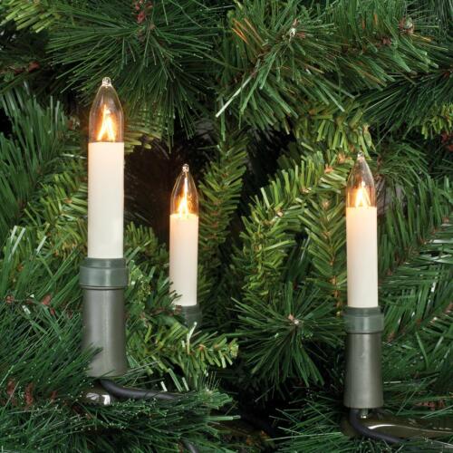 Weihnachtsbaumkette,klar/elfenbein, E10/3W,mit teilbarem Stecker 12,6m