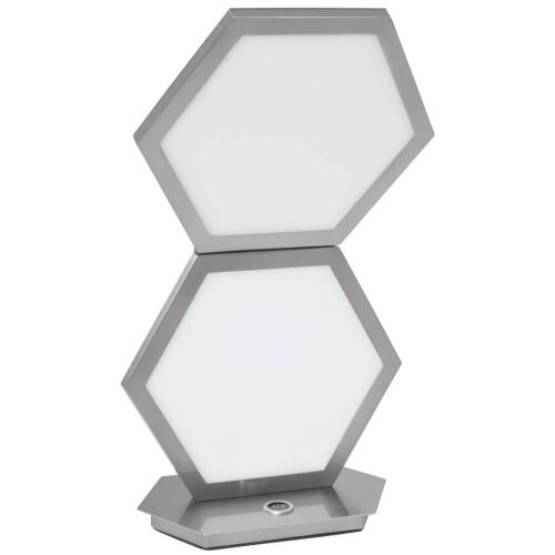 moderne LED Tischleuchte Signe nickel-matt Wabenform mit Touchdimmer 10W