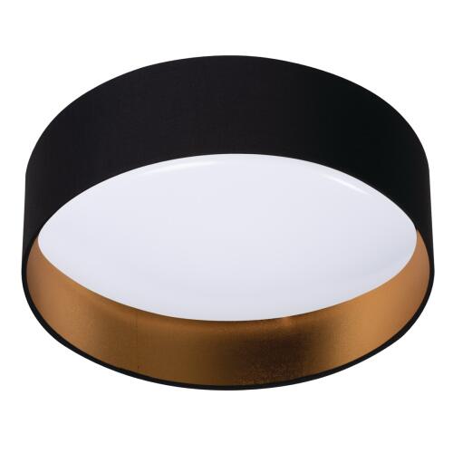 Rifa LED Deckenleuchte mit Stoffschirm schwarz/gold rund 17,5W 3000K warmweiß 40 cm