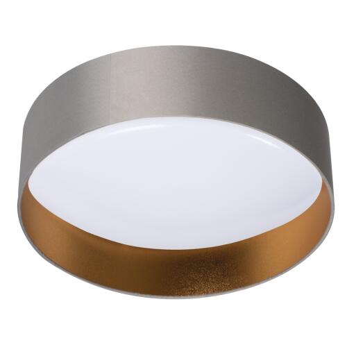 Rifa LED Deckenleuchte mit Stoffschirm grau/gold rund 17,5W 3000K warmweiß 40 cm