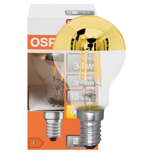 LED-Filament-Lampe CLASSIC P MIRROR Tropfen-Form gold verspiegelt E14/4W 380 lm 2700K