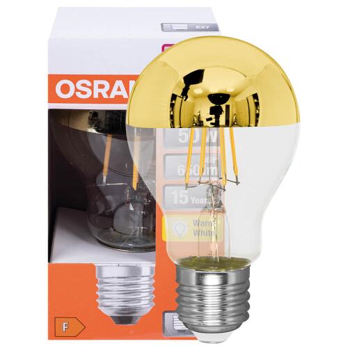 LED-Filament-Lampe CLASSIC A MIRROR AGL-Form gold verspiegelt E27 2700K 7W 650 Lumen