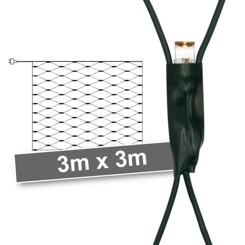 LED-Minilichternetz  320 warmweiße LEDs Kabel grün 3x3m
