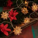 LED-Minilichterkette Schneeflocke mit Weihnachtskerze 10...