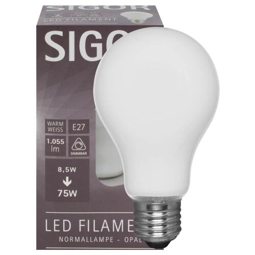 LED Filament Lampe E27 8,5W opal dimmbar 2700K warmweiß
