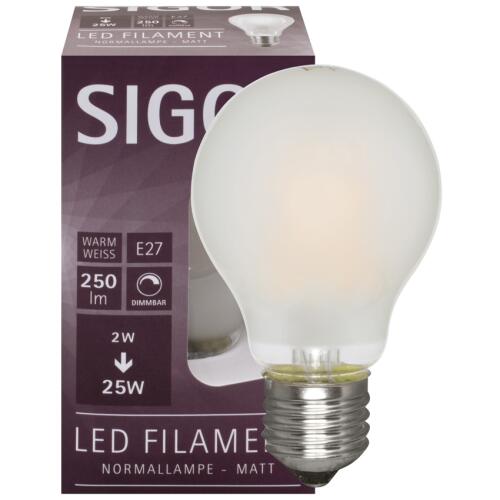 LED Filament Lampe E27 2,5W weiß matt dimmbar 2700K warmweiß