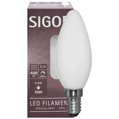LED Filament Lampe Kerzen-Form E14 4,5W opal dimmbar 2700K warmweiß