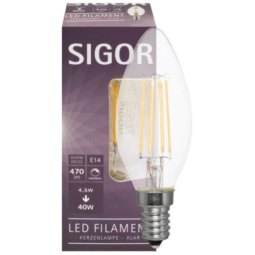 LED Filament Lampe Kerzen-Form E14 4,5W klar dimmbar 2700K warmweiß