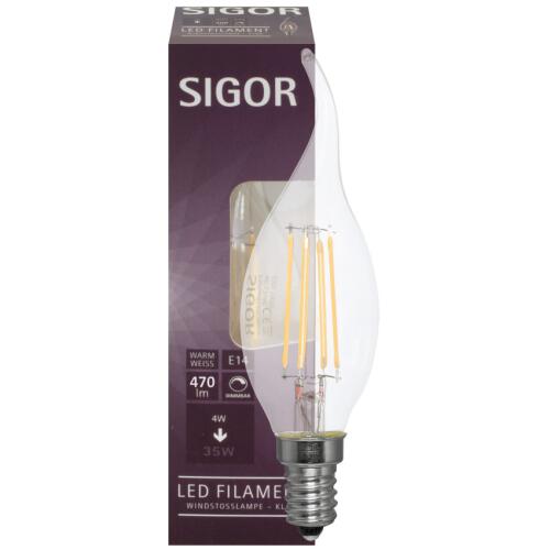 LED-Filament-Lampe Windstoss E14 4,5W klar dimmbar 2700K warmweiß