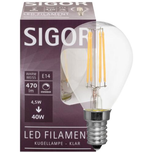 LED Filament Lampe Tropfen 4,5W klar dimmbar 2700K warmweiß