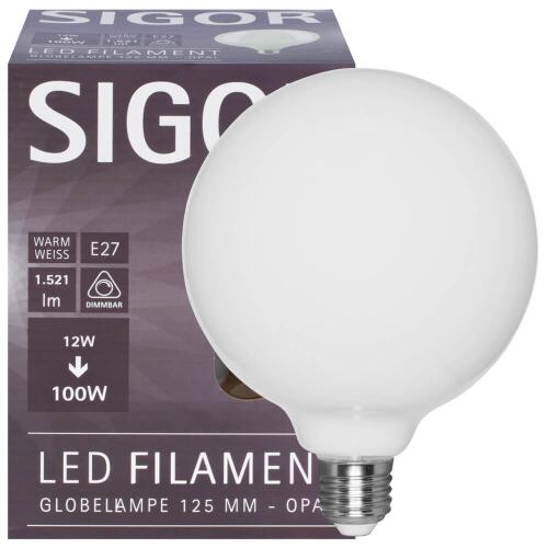 LED Filament Lampe Globe G125 E27 11W opal dimmbar 2700K warmweiß