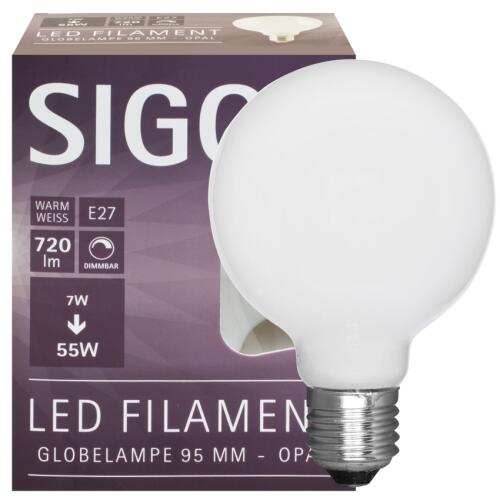 LED Filament Lampe Globe G95 E27 7W opal dimmbar 2700K warmweiß