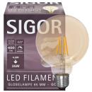 LED-Filament-Lampe G95 Globe-Form goldfarben 4,5W E27 2400K dimmbar