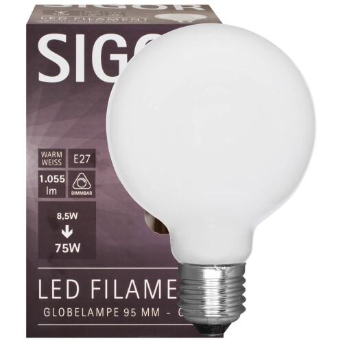 LED Filament Lampe Globe G95 E27 9W opal dimmbar 2700K warmweiß