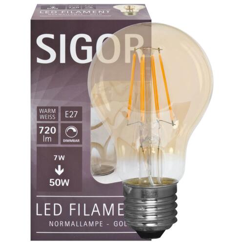 LED-Filament Lampe E27 7W goldfarben dimmbar 2400K warmweiß