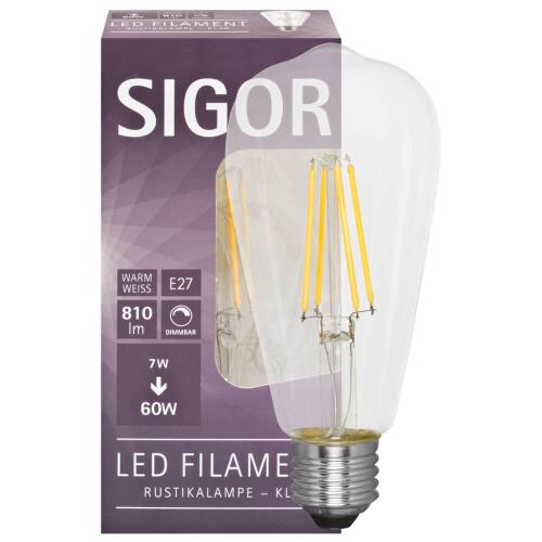 LED-Filament-Lampe Edison E27 7W klar dimmbar 2700K warmweiß