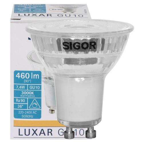 LED-Reflektorlampe PAR16 LUXAR GU10 7,4W dimmbar 36° 3000K warmweiß