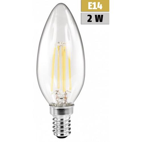 LED Filament Kerzenlampe McShine Filed, E14, 2W, 200 lm, warmweiß, klar